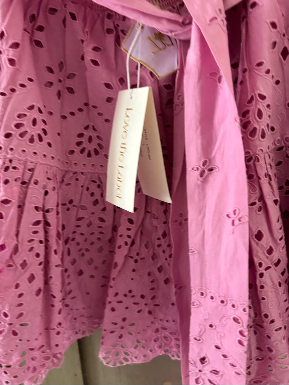 LoveShackFancy Pink Eyelet Tie-Waist Skater Skirt - Picture 6 of 13